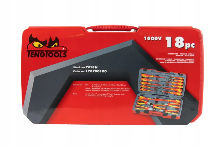 Zestaw szczypiec i wkrętaków 1000 V Teng Tools TV18N – 18 elementów