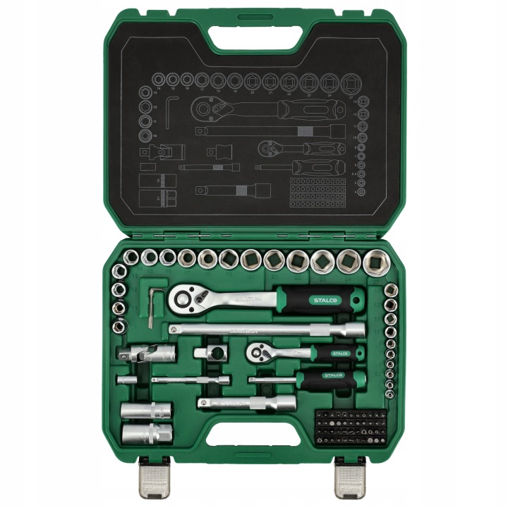Zestaw kluczy nasadowych STALCO 1/2″ i 1/4″ – 84 elementy