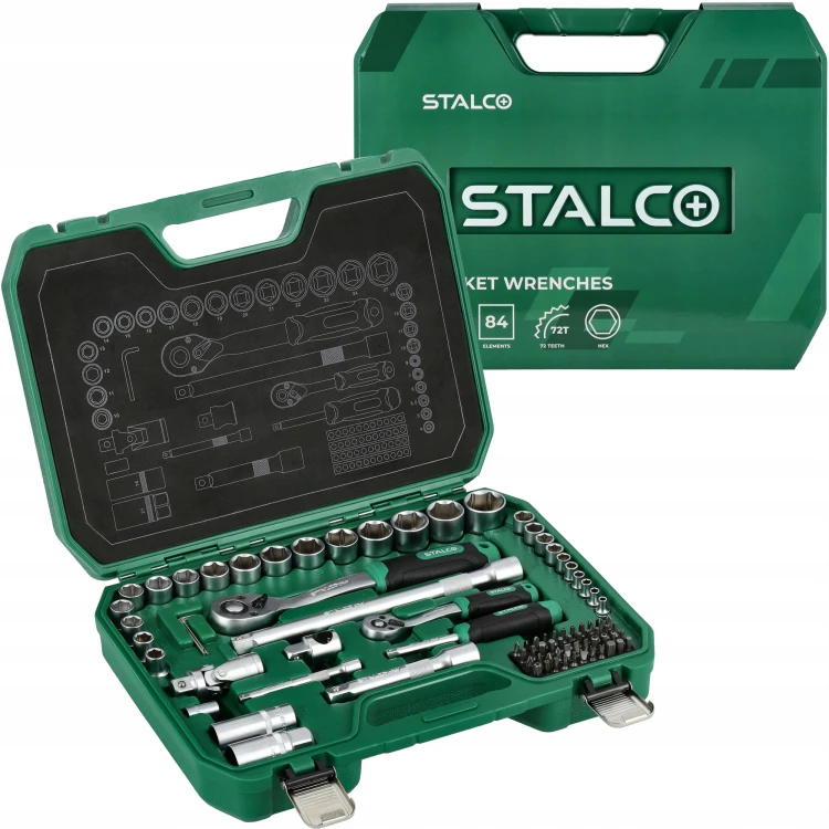 Zestaw kluczy nasadowych STALCO 1/2″ i 1/4″ – 84 elementy