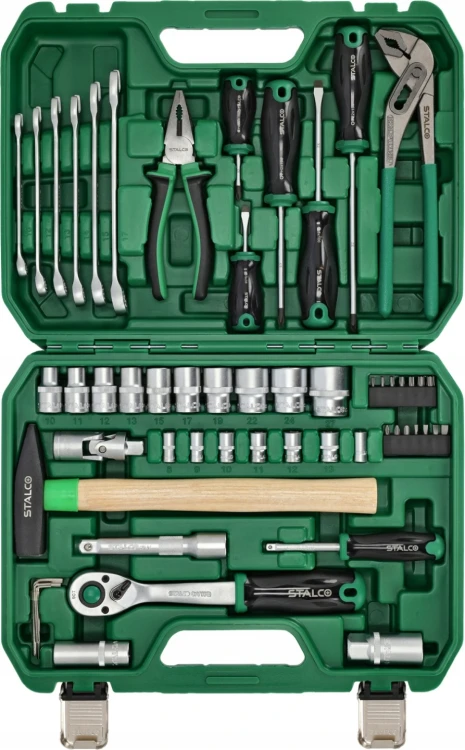 Zestaw narzędzi STALCO 1/2″ i 1/4″ – 55 elementów, grzechotka 90 zębów
