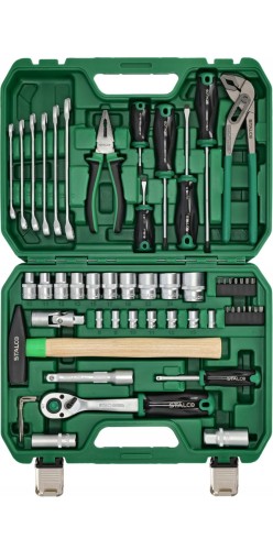 Zestaw narzędzi STALCO 1/2″ i 1/4″ – 55 elementów, grzechotka 90 zębów