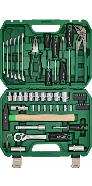 Zestaw narzędzi STALCO 1/2″ i 1/4″ – 55 elementów, grzechotka 90 zębów