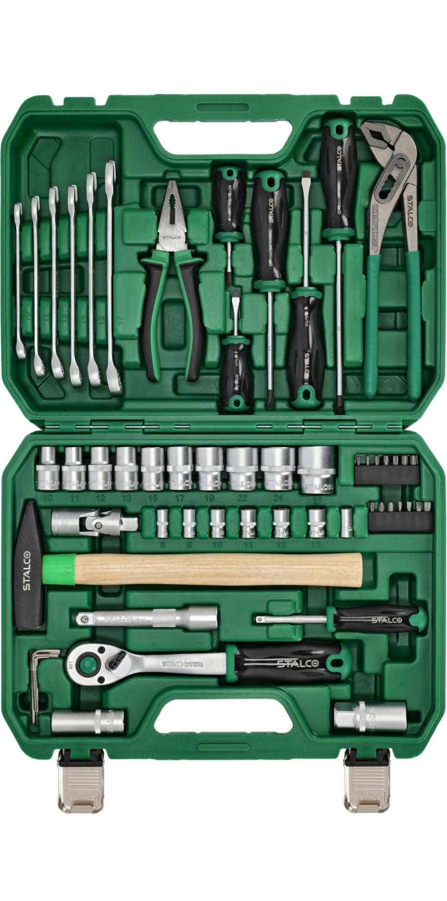 Zestaw narzędzi STALCO 1/2″ i 1/4″ – 55 elementów, grzechotka 90 zębów